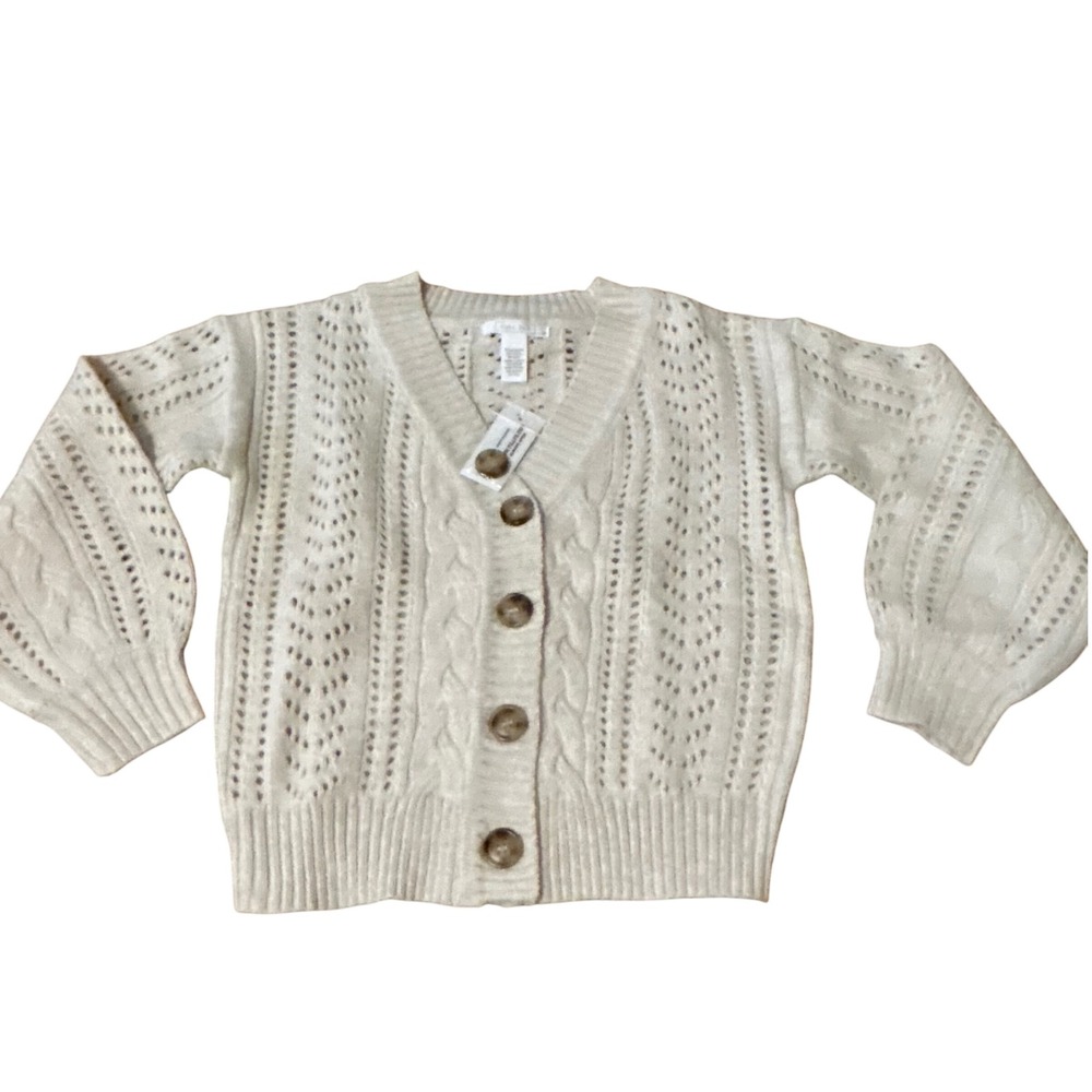 FULL TILT‎ Tan Cable Knit Cropped Cardigan Sweater XS